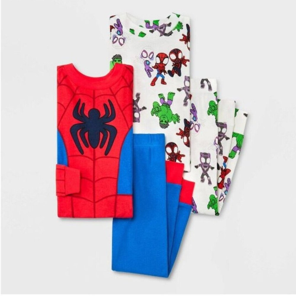 Marvel Spider-Man 4 PC Short Sleeve Tight Fit Cotton Pajama Set Boy Size 4T